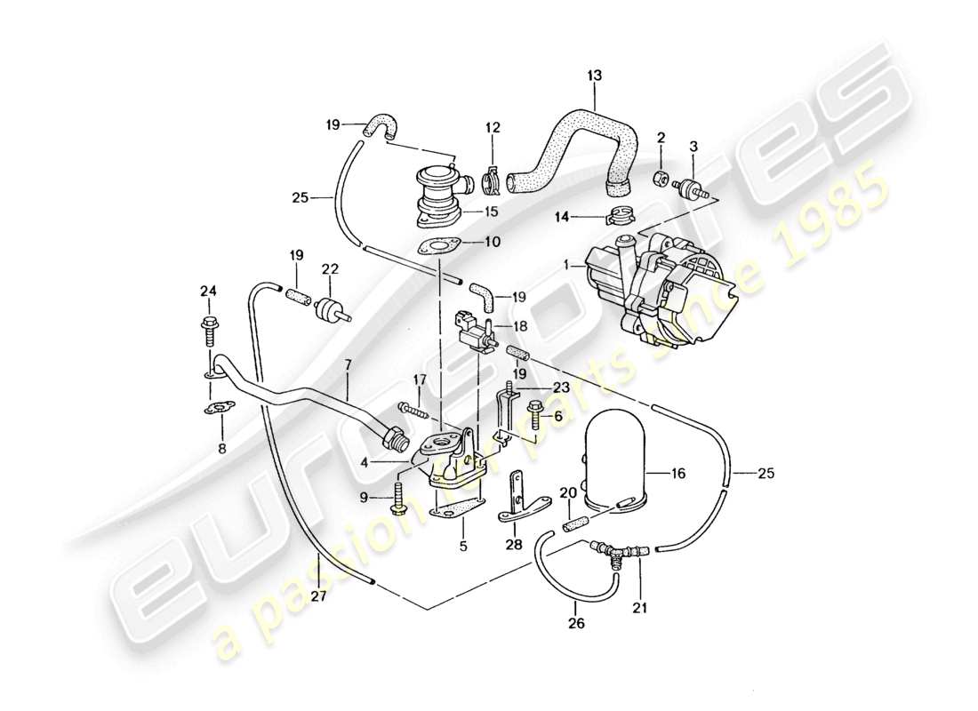 a part diagram from the porsche 2000 (986 boxster) parts catalogue