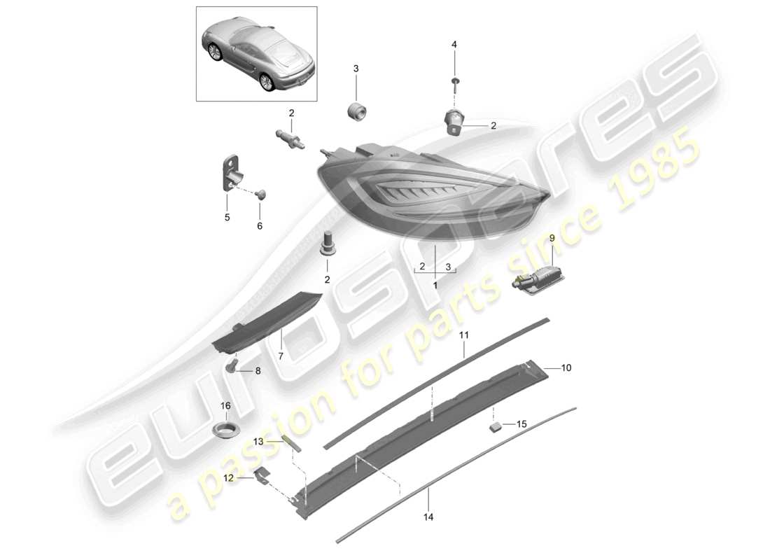 VIEW PARTS DIAGRAMS FROM THE PORSCHE CAYMAN PARTS CATALOGUE a part diagram from the porsche cayman parts catalogue