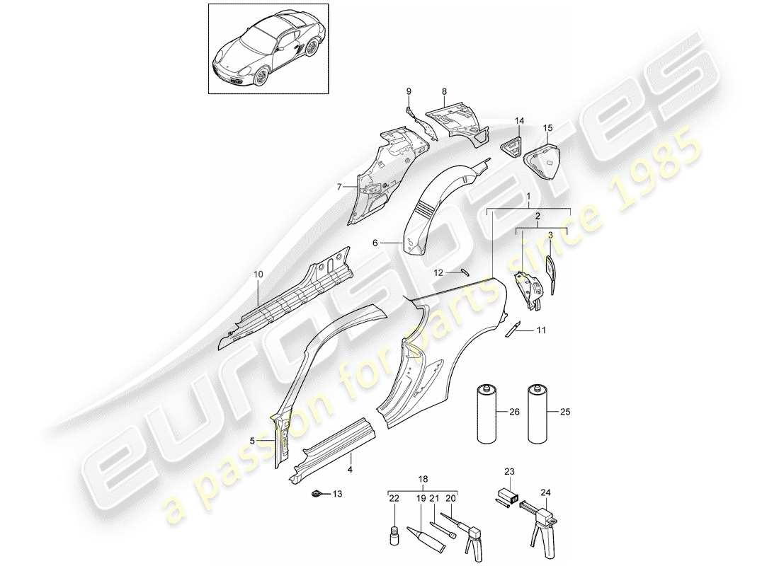 a part diagram from the porsche cayman parts catalogue