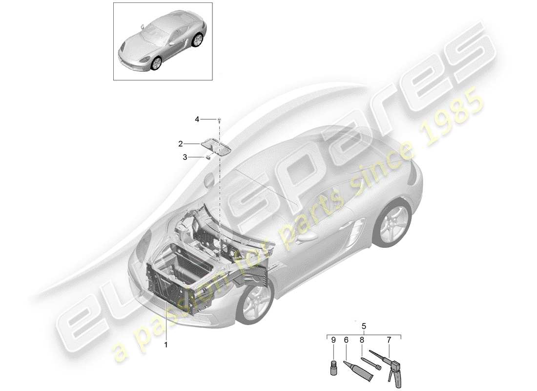 a part diagram from the porsche 2017 (718 cayman) parts catalogue