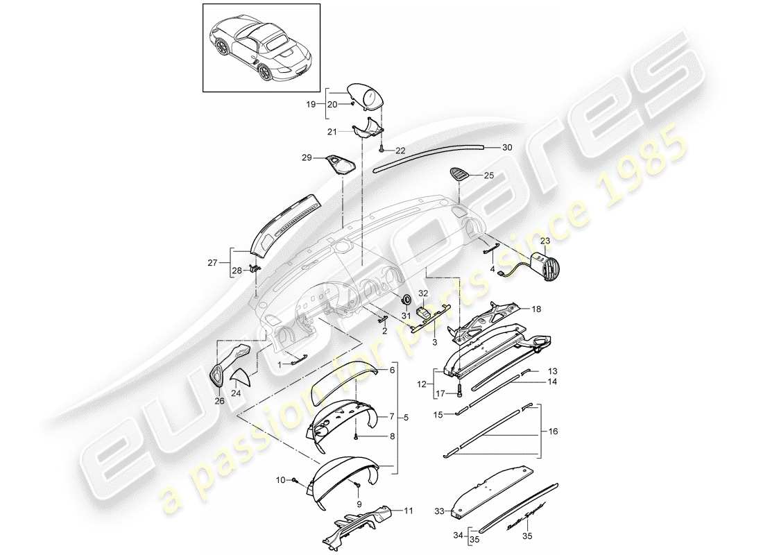 a part diagram from the porsche boxster parts catalogue