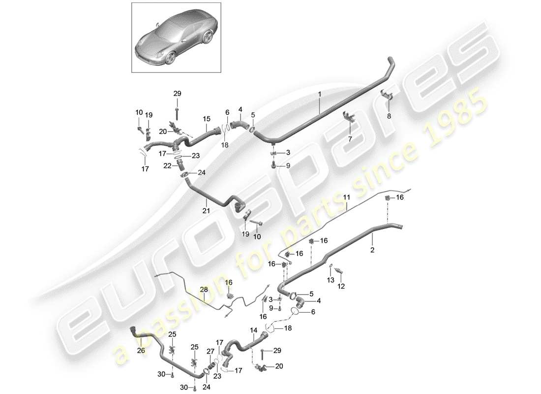 a part diagram from the porsche 991 parts catalogue
