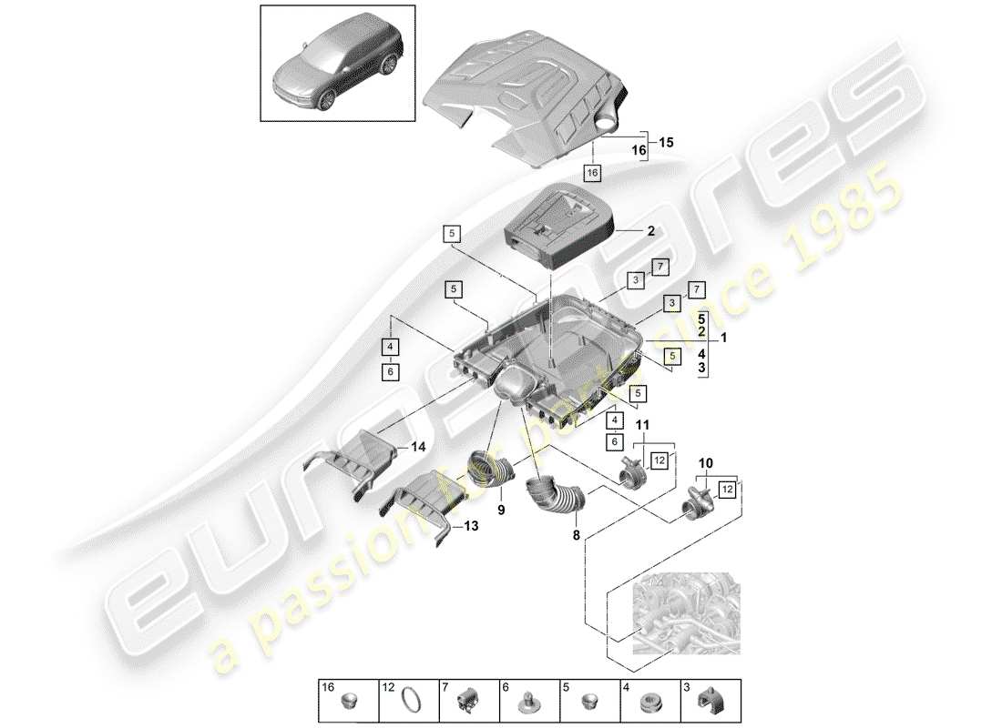 a part diagram from the porsche cayenne parts catalogue