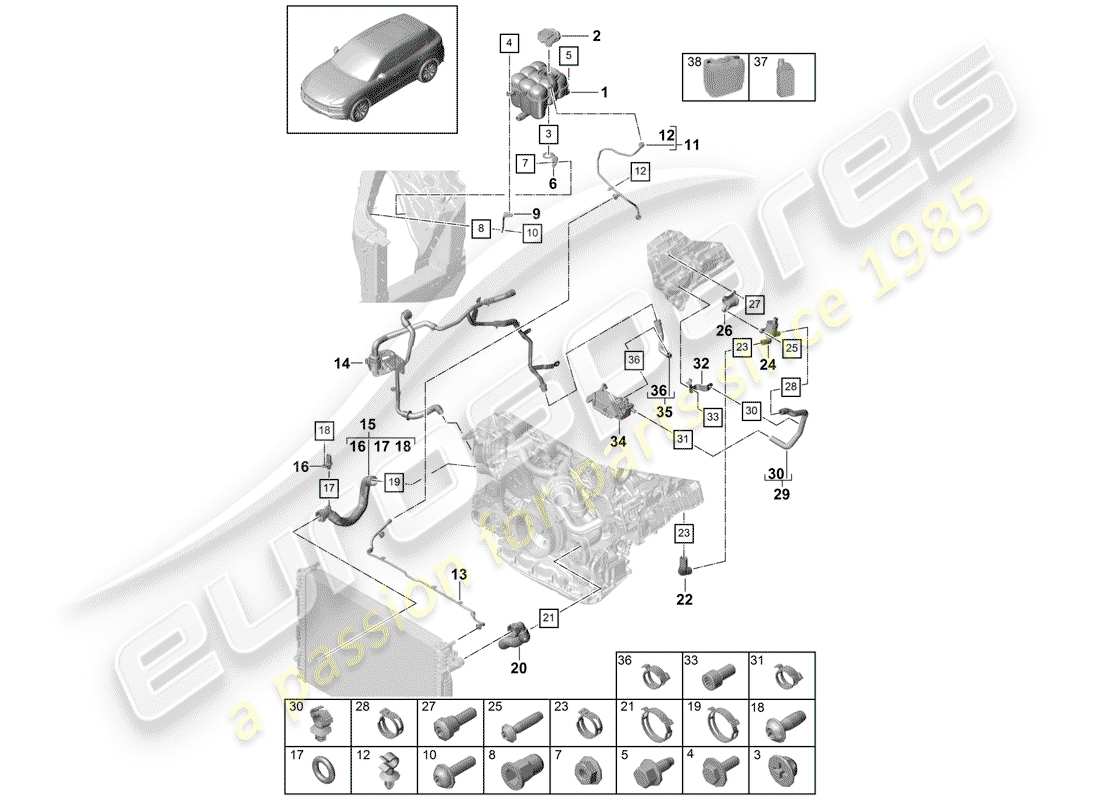 a part diagram from the porsche cayenne parts catalogue