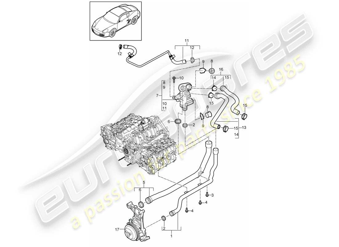 VIEW PARTS DIAGRAMS FROM THE PORSCHE CAYMAN PARTS CATALOGUE a part diagram from the porsche cayman parts catalogue