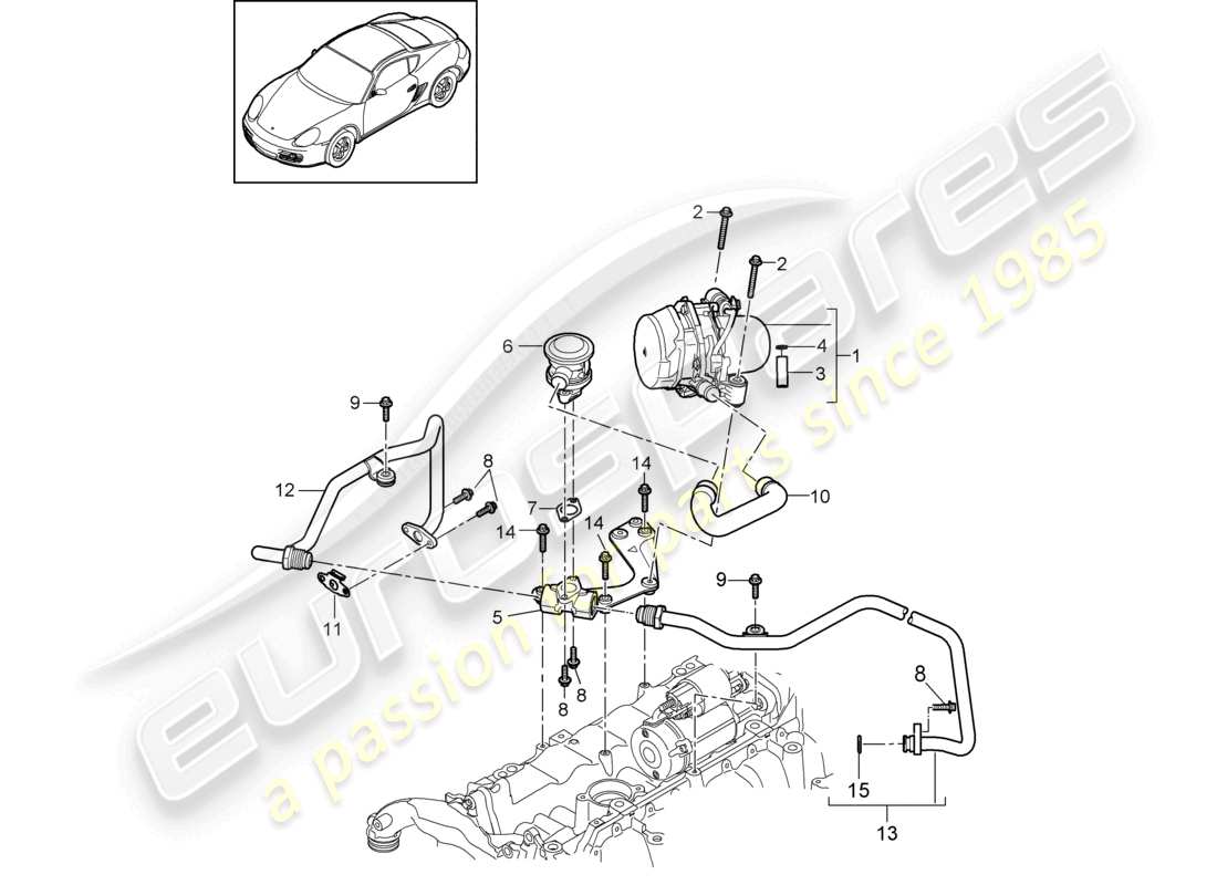 VIEW PARTS DIAGRAMS FROM THE PORSCHE CAYMAN PARTS CATALOGUE a part diagram from the porsche cayman parts catalogue