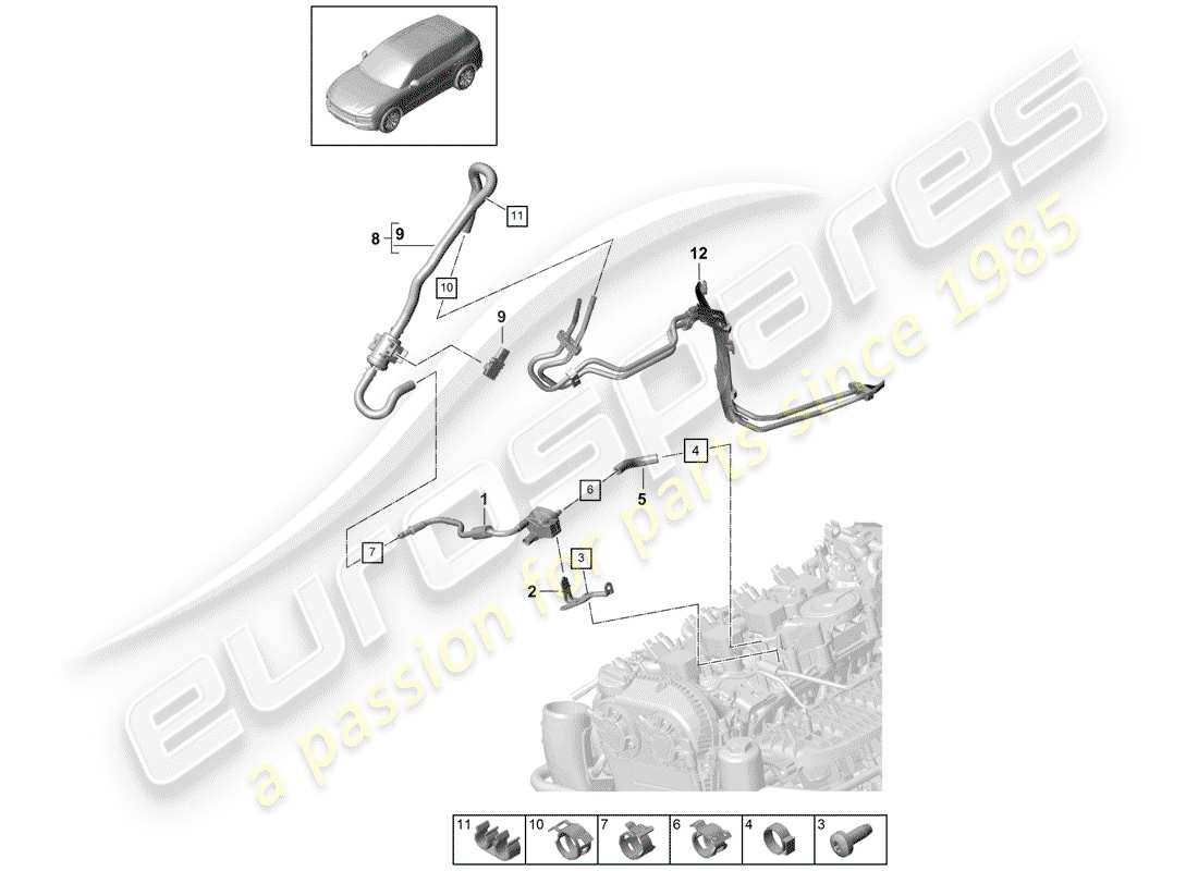 VIEW PARTS DIAGRAMS FROM THE PORSCHE CAYENNE PARTS CATALOGUE a part diagram from the porsche cayenne parts catalogue