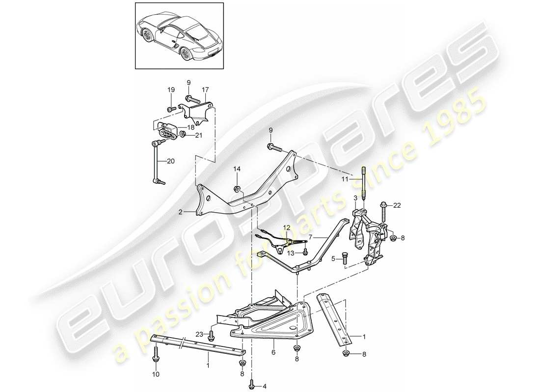 VIEW PARTS DIAGRAMS FROM THE PORSCHE CAYMAN PARTS CATALOGUE a part diagram from the porsche cayman parts catalogue