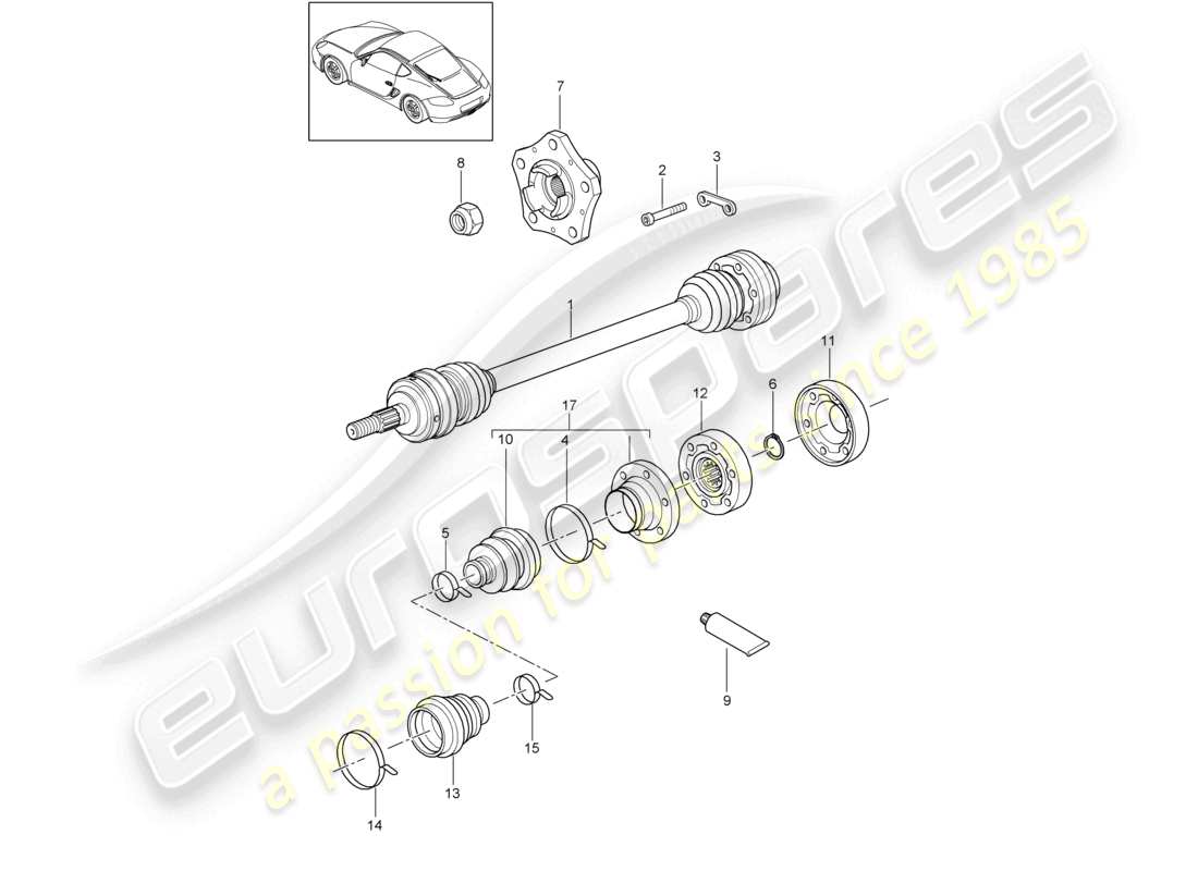 VIEW PARTS DIAGRAMS FROM THE PORSCHE CAYMAN PARTS CATALOGUE a part diagram from the porsche cayman parts catalogue