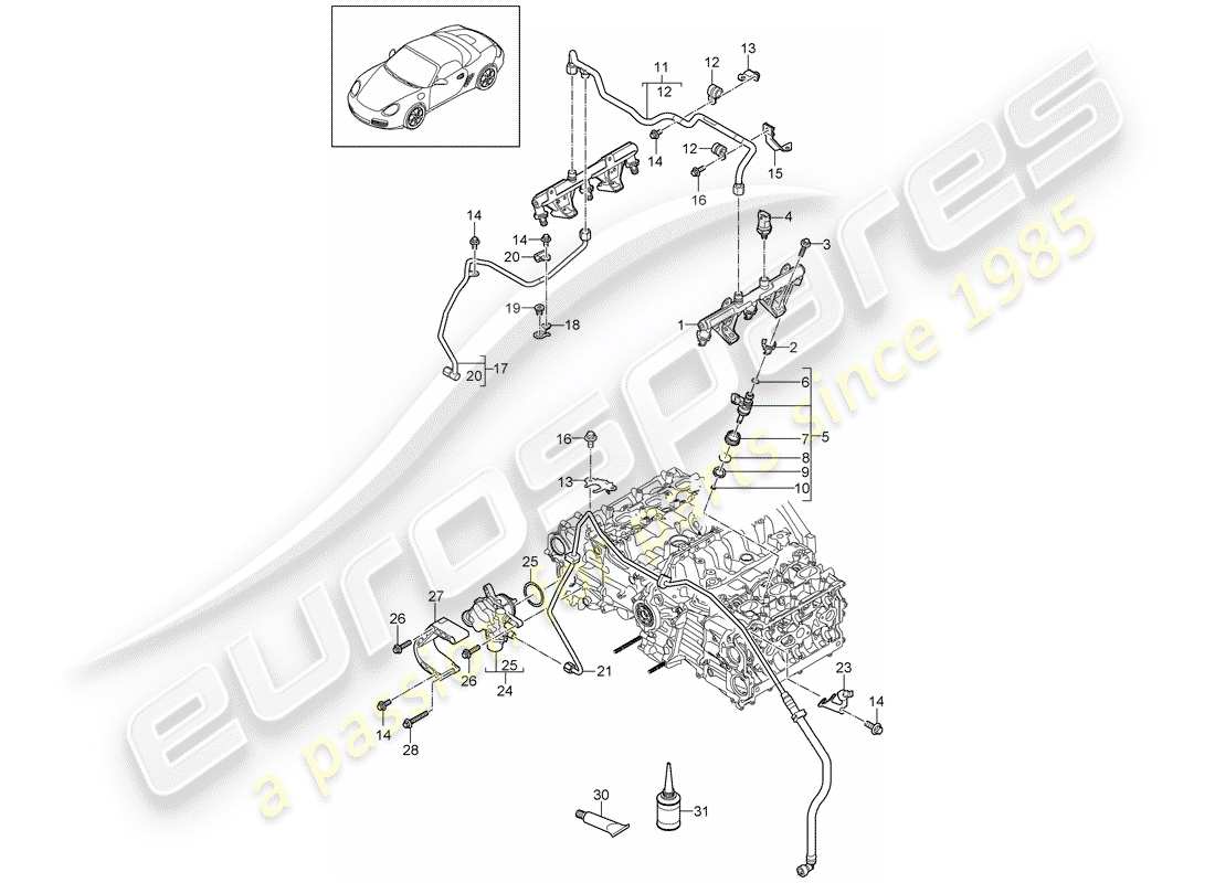 a part diagram from the porsche 2012 (987 boxster) parts catalogue