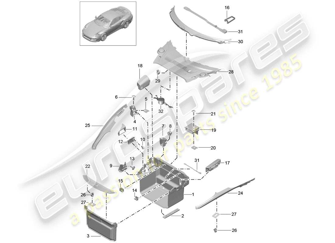 VIEW PARTS DIAGRAMS FROM THE PORSCHE 991 PARTS CATALOGUE a part diagram from the porsche 991 parts catalogue