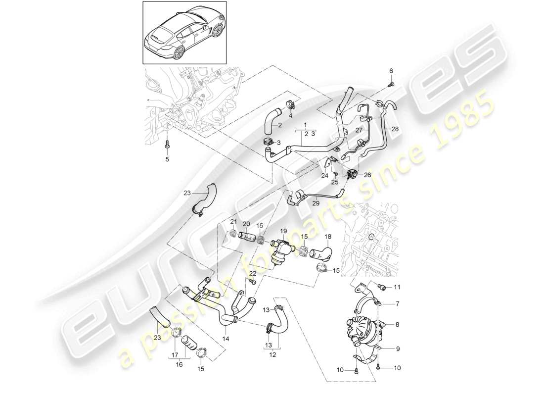 a part diagram from the porsche panamera parts catalogue