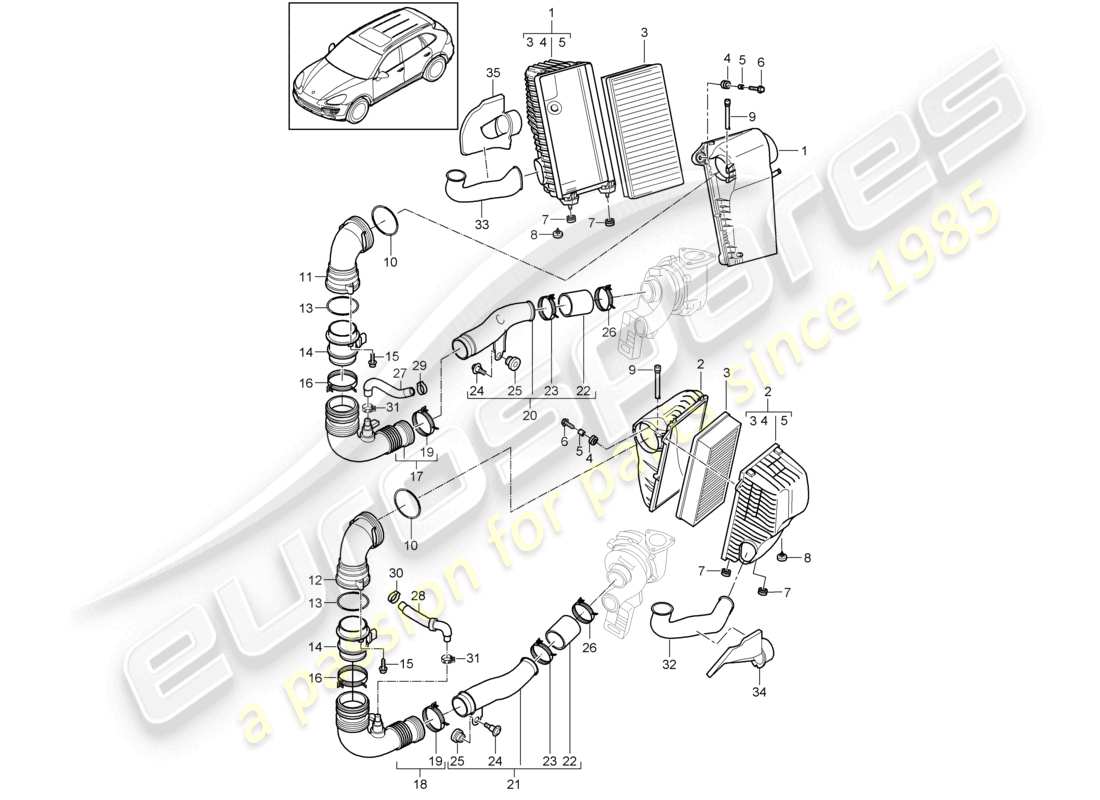 a part diagram from the porsche cayenne parts catalogue