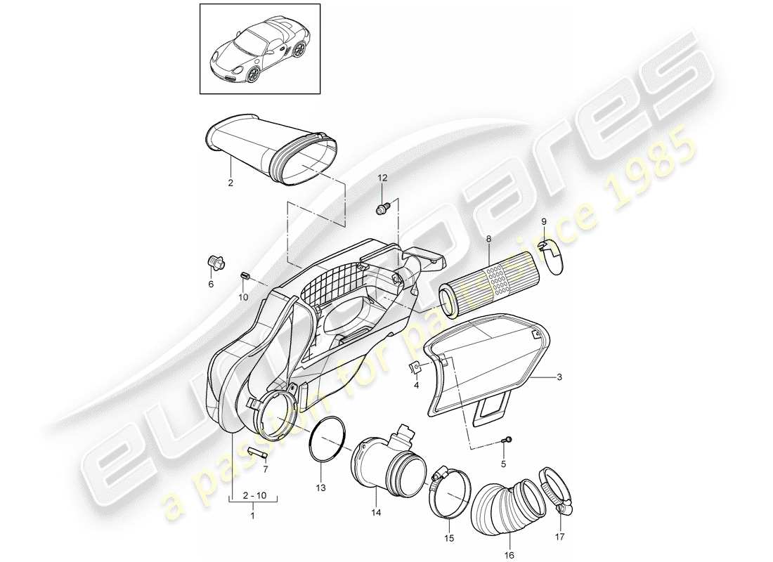 a part diagram from the porsche boxster parts catalogue