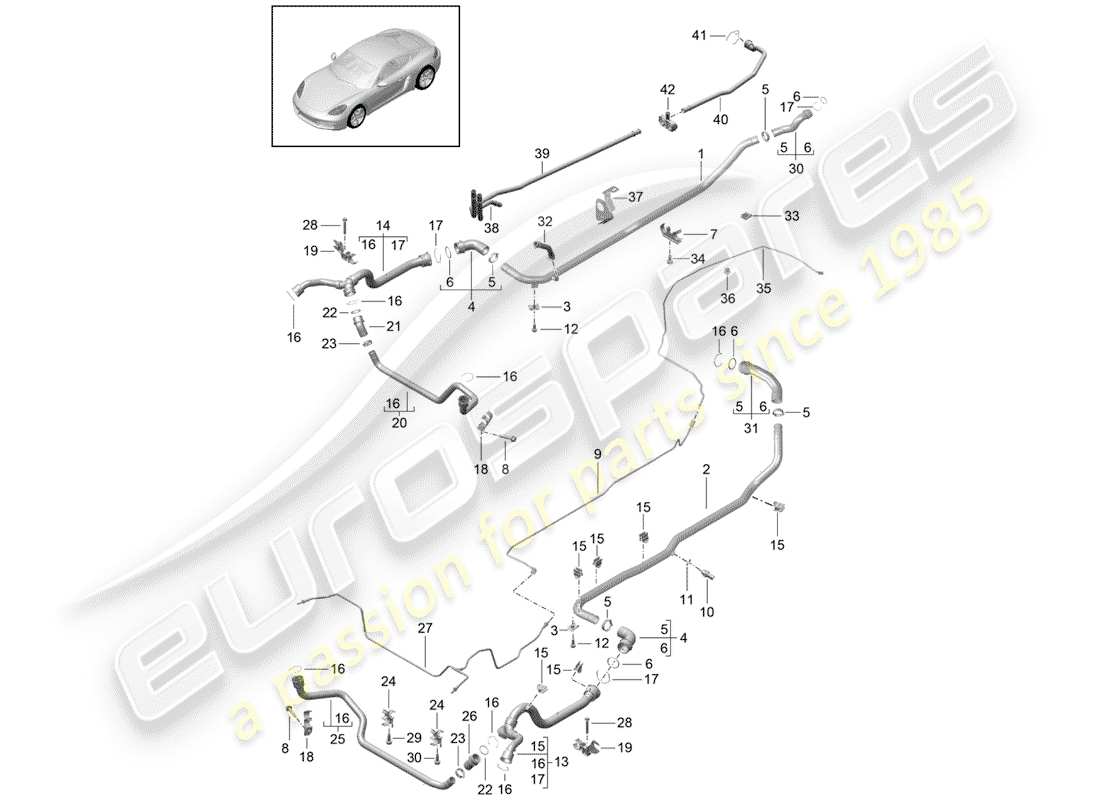 a part diagram from the porsche 2020 (718 cayman) parts catalogue