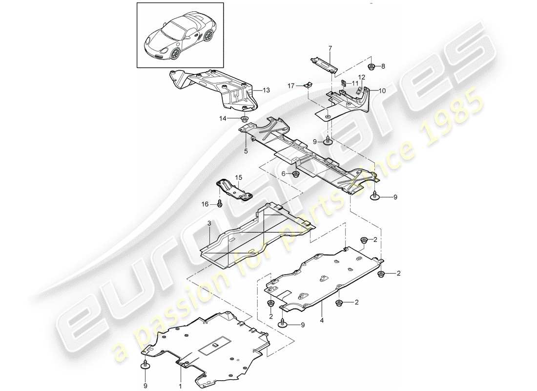 a part diagram from the porsche 2011 (987 boxster) parts catalogue