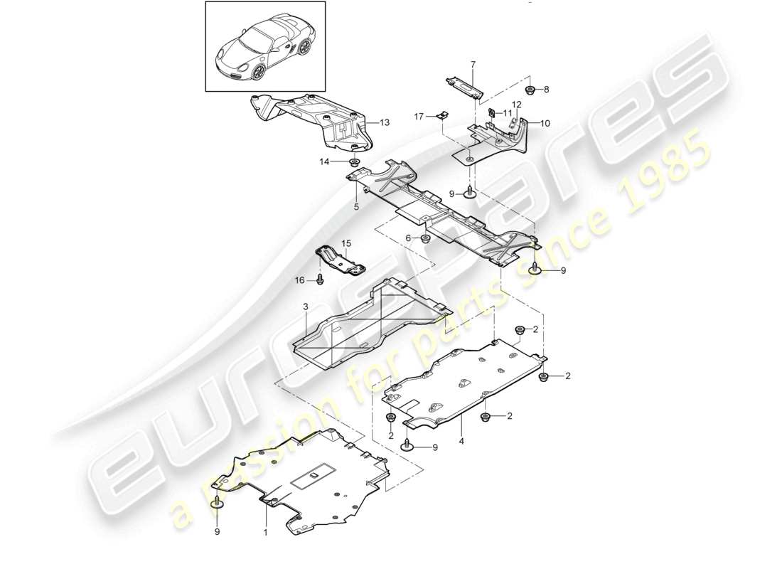 VIEW PARTS DIAGRAMS FROM THE PORSCHE BOXSTER PARTS CATALOGUE a part diagram from the porsche boxster parts catalogue