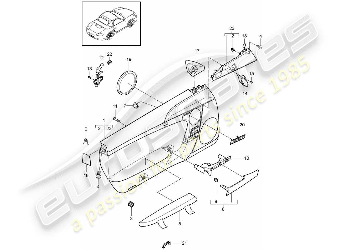 VIEW PARTS DIAGRAMS FROM THE PORSCHE BOXSTER PARTS CATALOGUE a part diagram from the porsche boxster parts catalogue