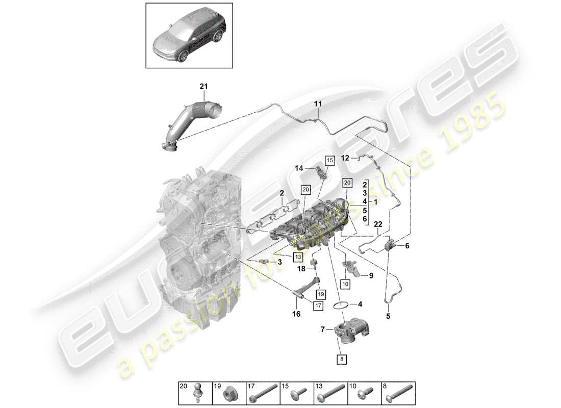 a part diagram from the porsche cayenne parts catalogue