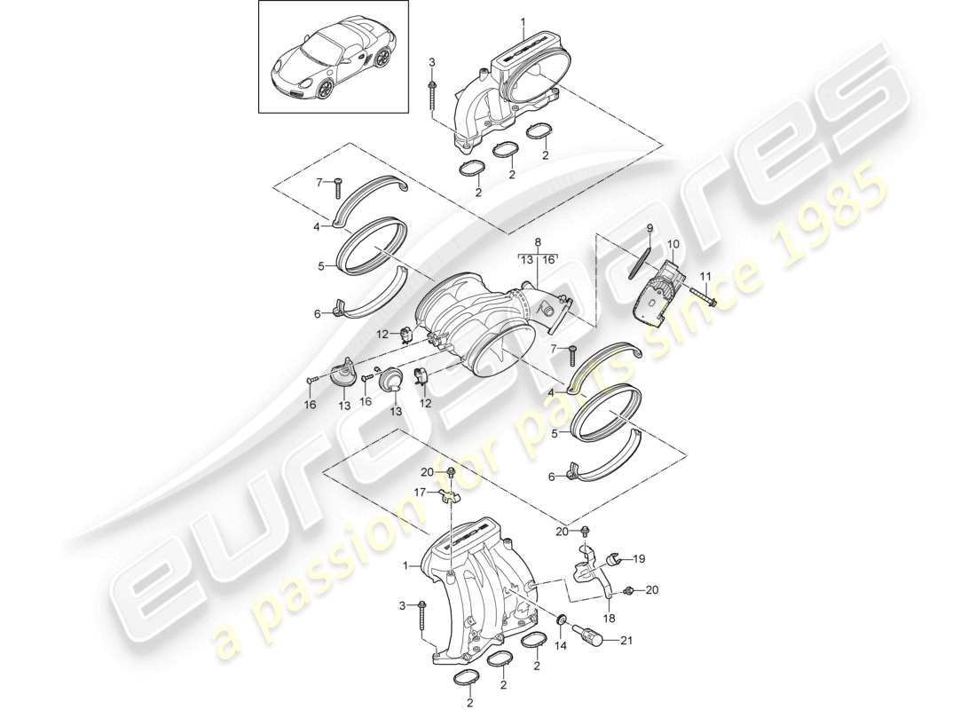 VIEW PARTS DIAGRAMS FROM THE PORSCHE BOXSTER PARTS CATALOGUE a part diagram from the porsche boxster parts catalogue