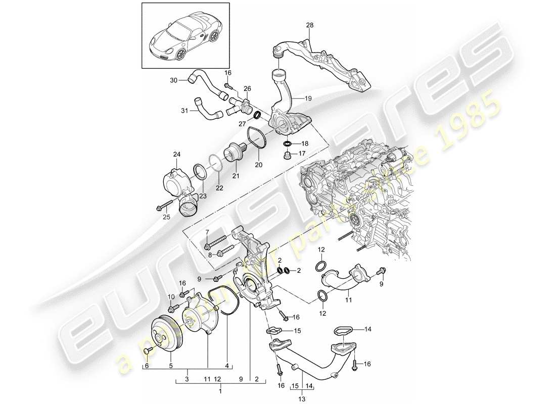 a part diagram from the porsche boxster parts catalogue