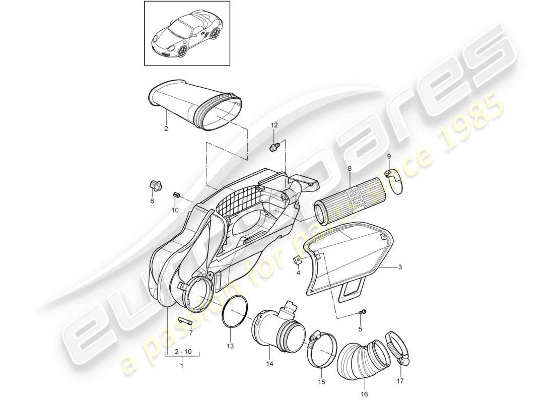 a part diagram from the porsche boxster parts catalogue