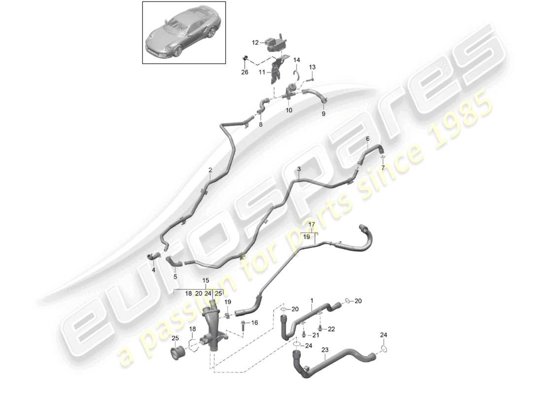 a part diagram from the porsche 2016 (991-1 turbo) parts catalogue