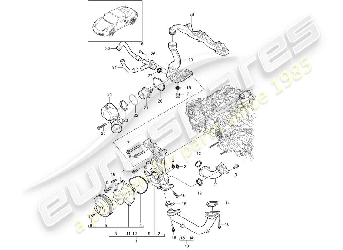 a part diagram from the porsche 2010 (987 boxster) parts catalogue