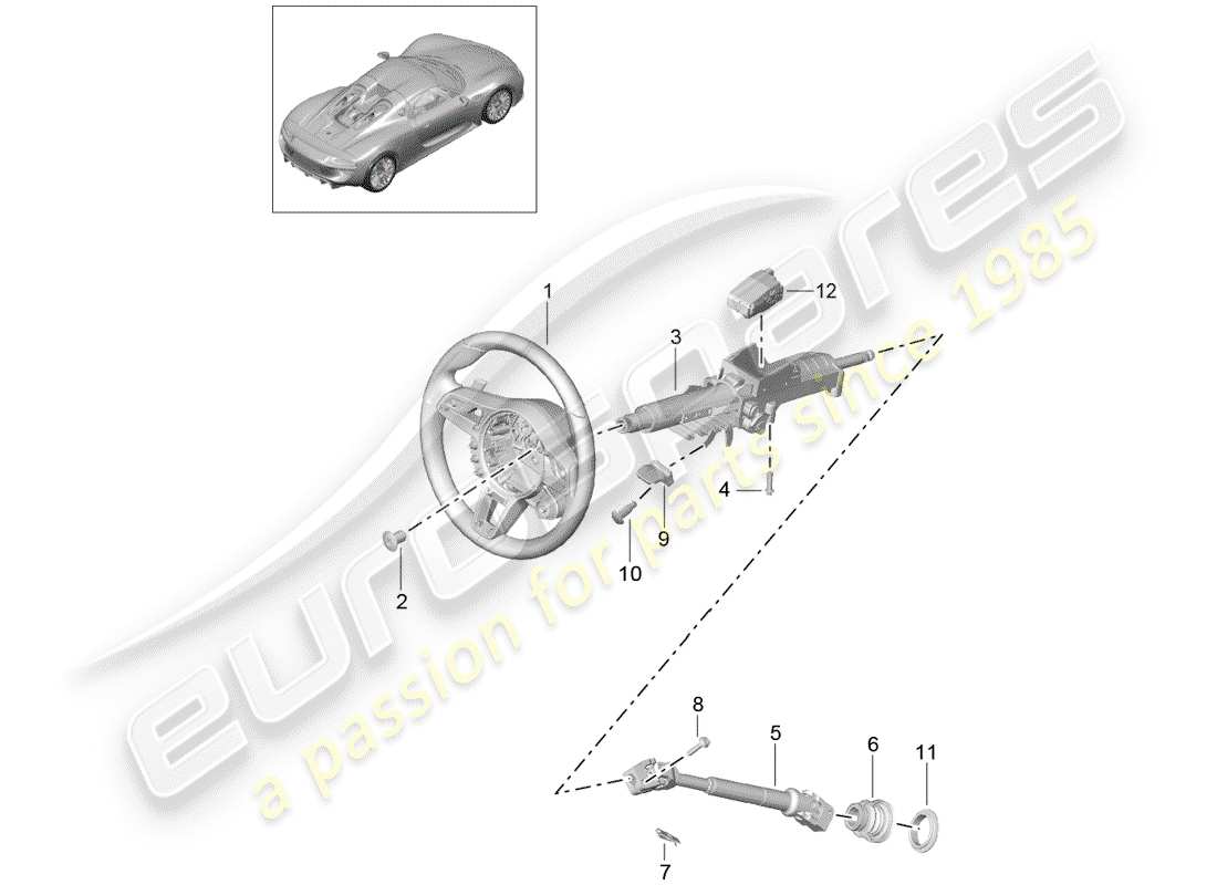 a part diagram from the porsche 918 spyder parts catalogue