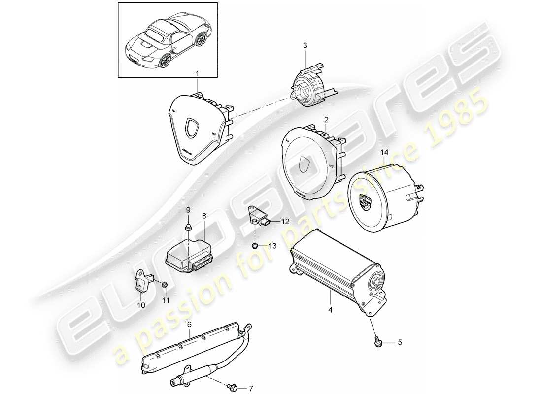 VIEW PARTS DIAGRAMS FROM THE PORSCHE BOXSTER PARTS CATALOGUE a part diagram from the porsche boxster parts catalogue