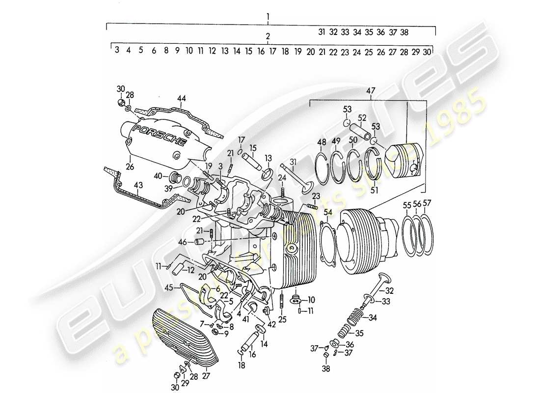 a part diagram from the porsche 1951 (356/356a) parts catalogue