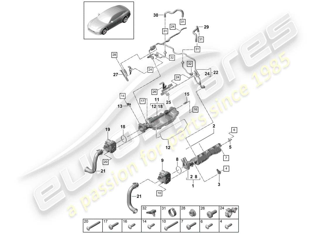 a part diagram from the porsche 2017 (panamera 971-1) parts catalogue