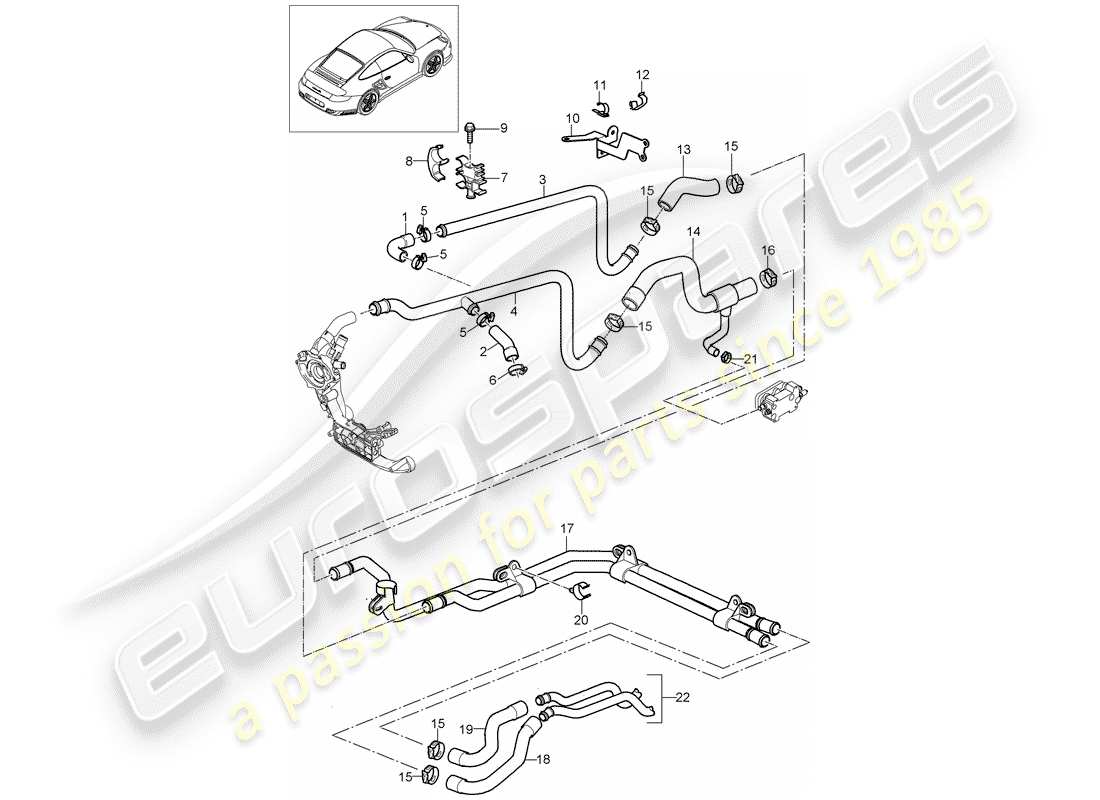 a part diagram from the porsche 2007 (997-1 turbo / gt2) parts catalogue
