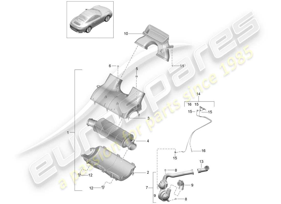 VIEW PARTS DIAGRAMS FROM THE PORSCHE 991 PARTS CATALOGUE a part diagram from the porsche 991 parts catalogue