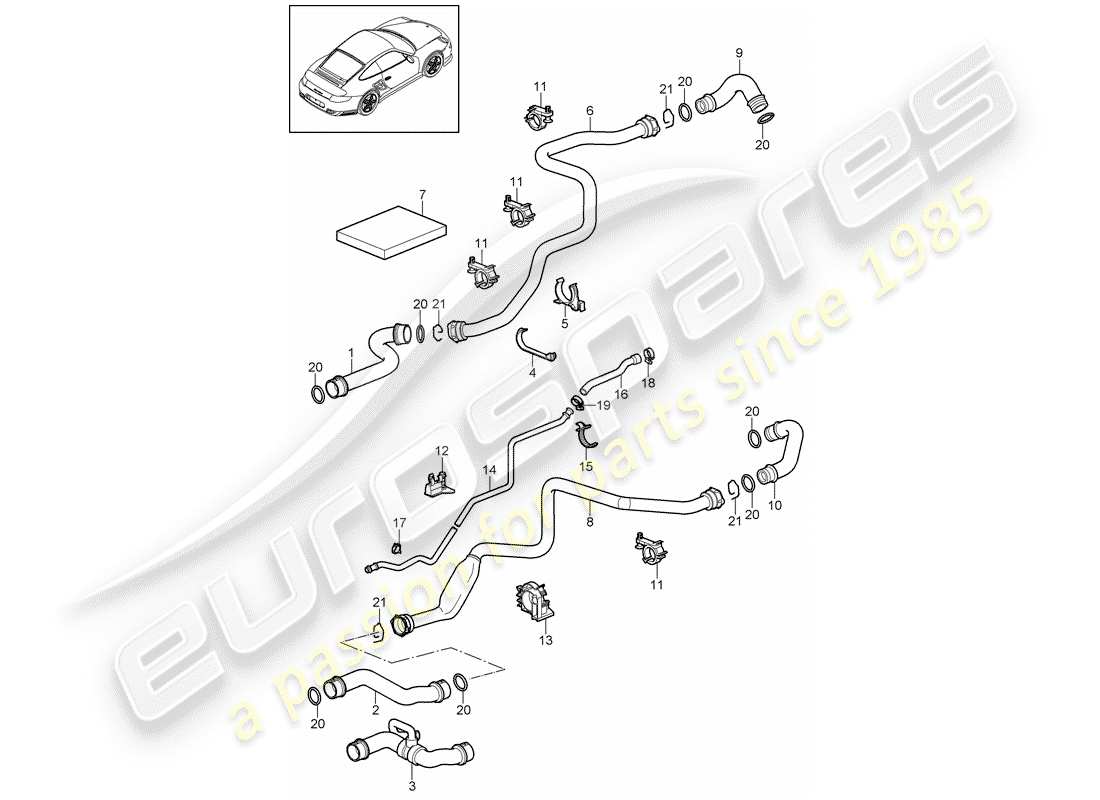a part diagram from the porsche 2013 (997-2 turbo / gt2 rs) parts catalogue