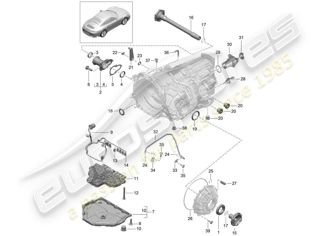 a part diagram from the porsche 991 parts catalogue