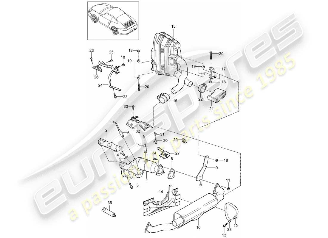VIEW PARTS DIAGRAMS FROM THE PORSCHE 997 PARTS CATALOGUE a part diagram from the porsche 997 parts catalogue