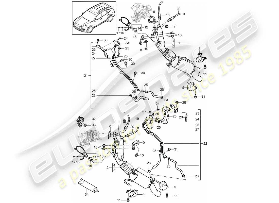 a part diagram from the porsche cayenne parts catalogue