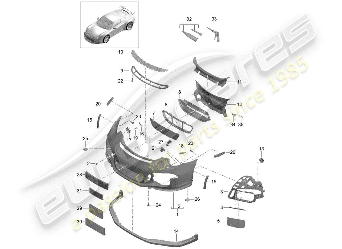 VIEW PARTS DIAGRAMS FROM THE PORSCHE 991 PARTS CATALOGUE a part diagram from the porsche 991 parts catalogue