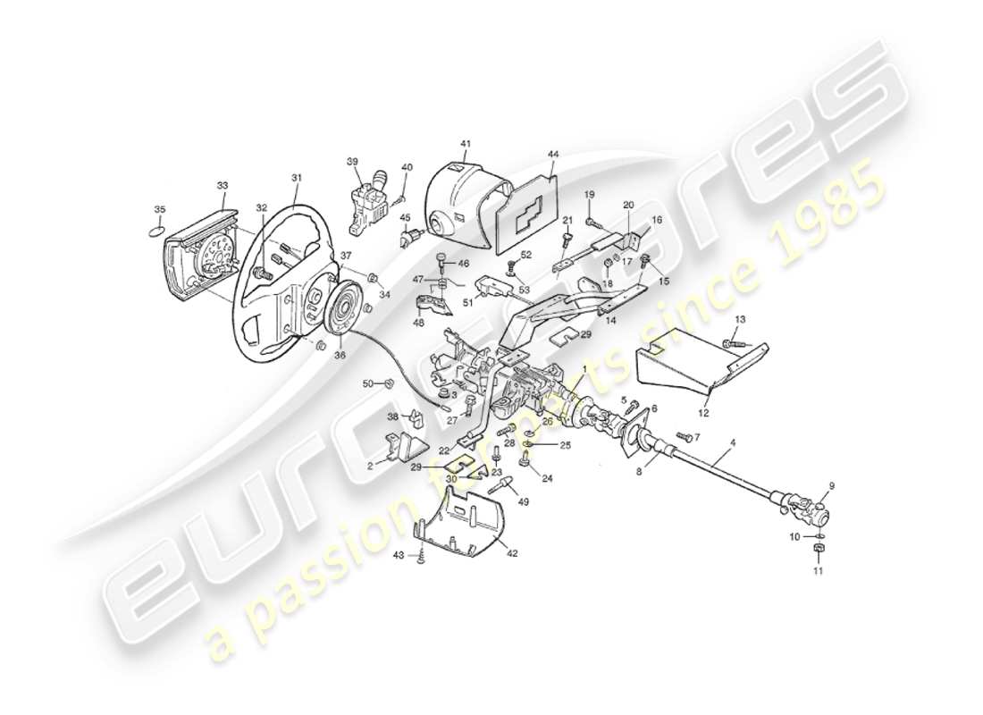 aston martin v8 virage (2000) steering column, 1993 on part diagram