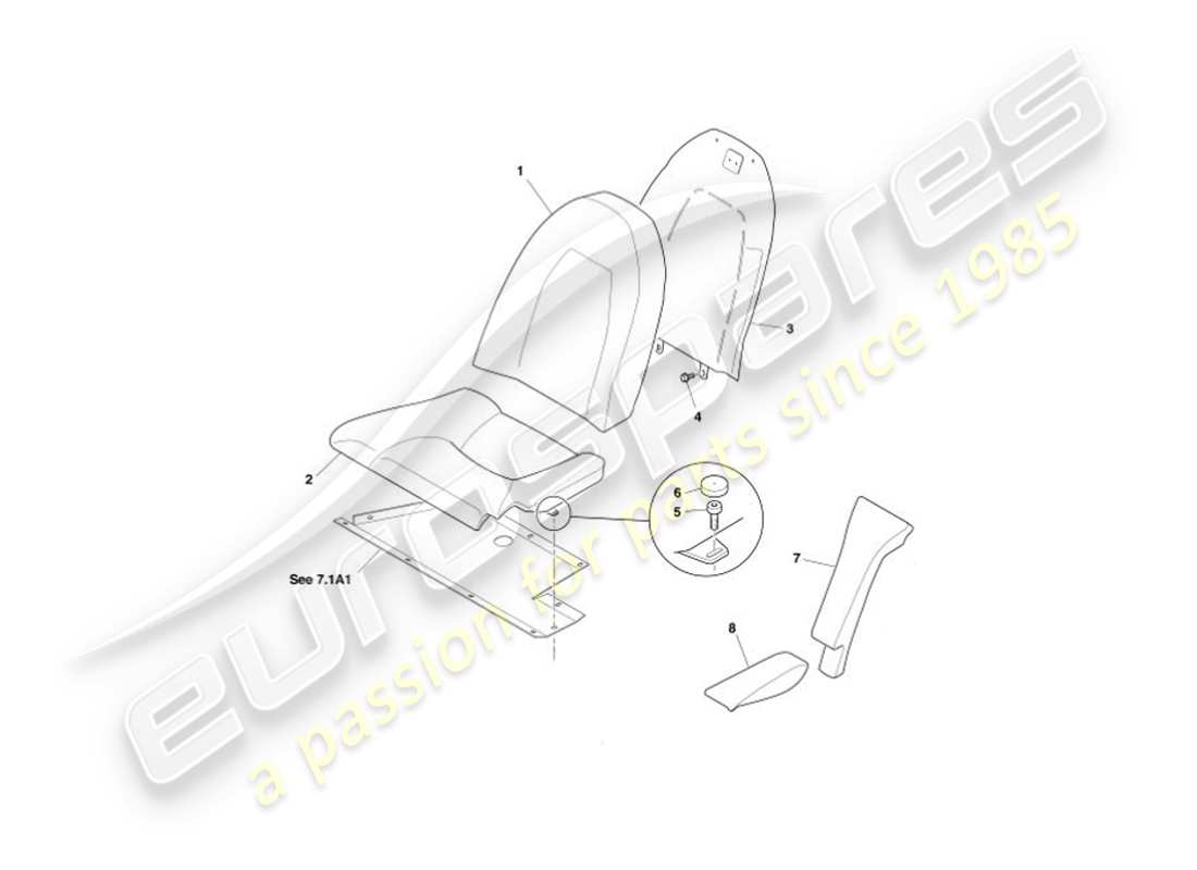 aston martin vanquish (2003) rear seats, to vin 500515 + 500522-525 part diagram