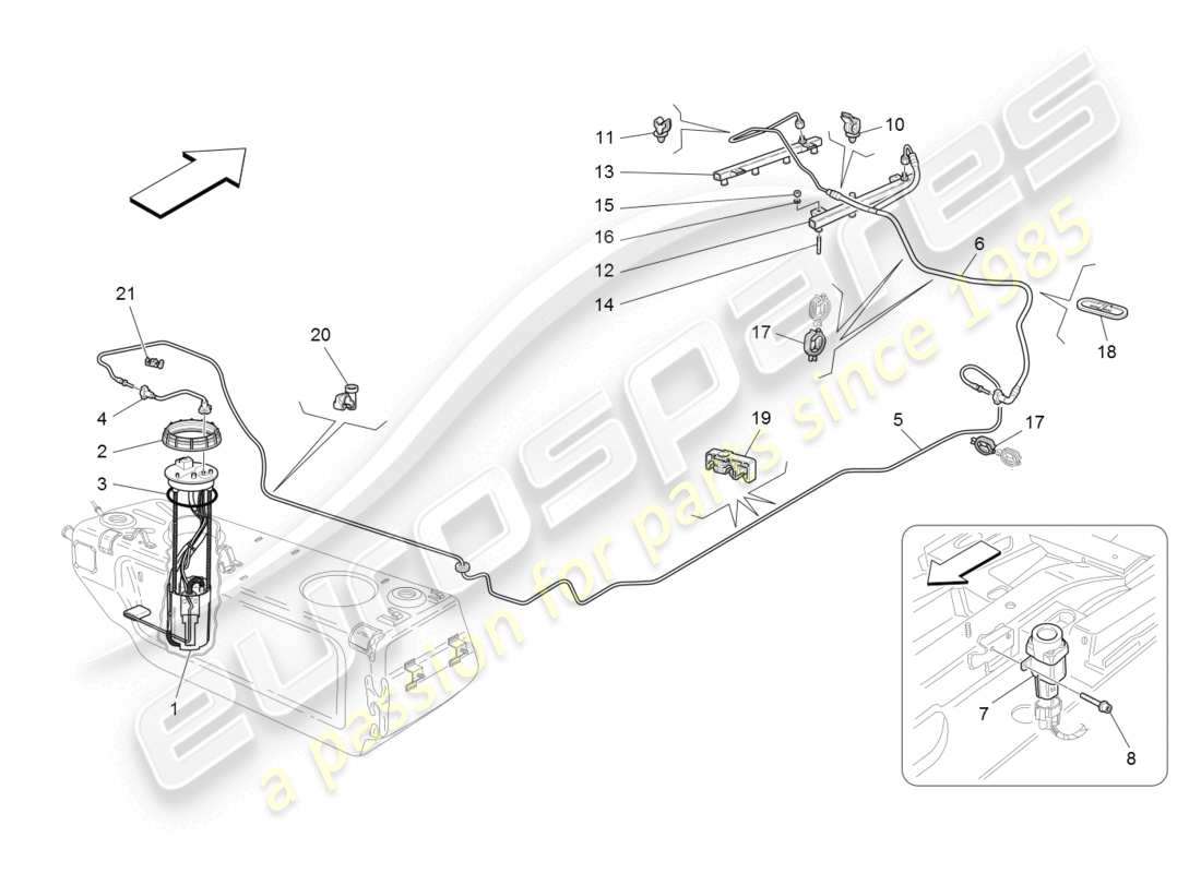 maserati granturismo (2008) fuel pumps and connection lines parts diagram