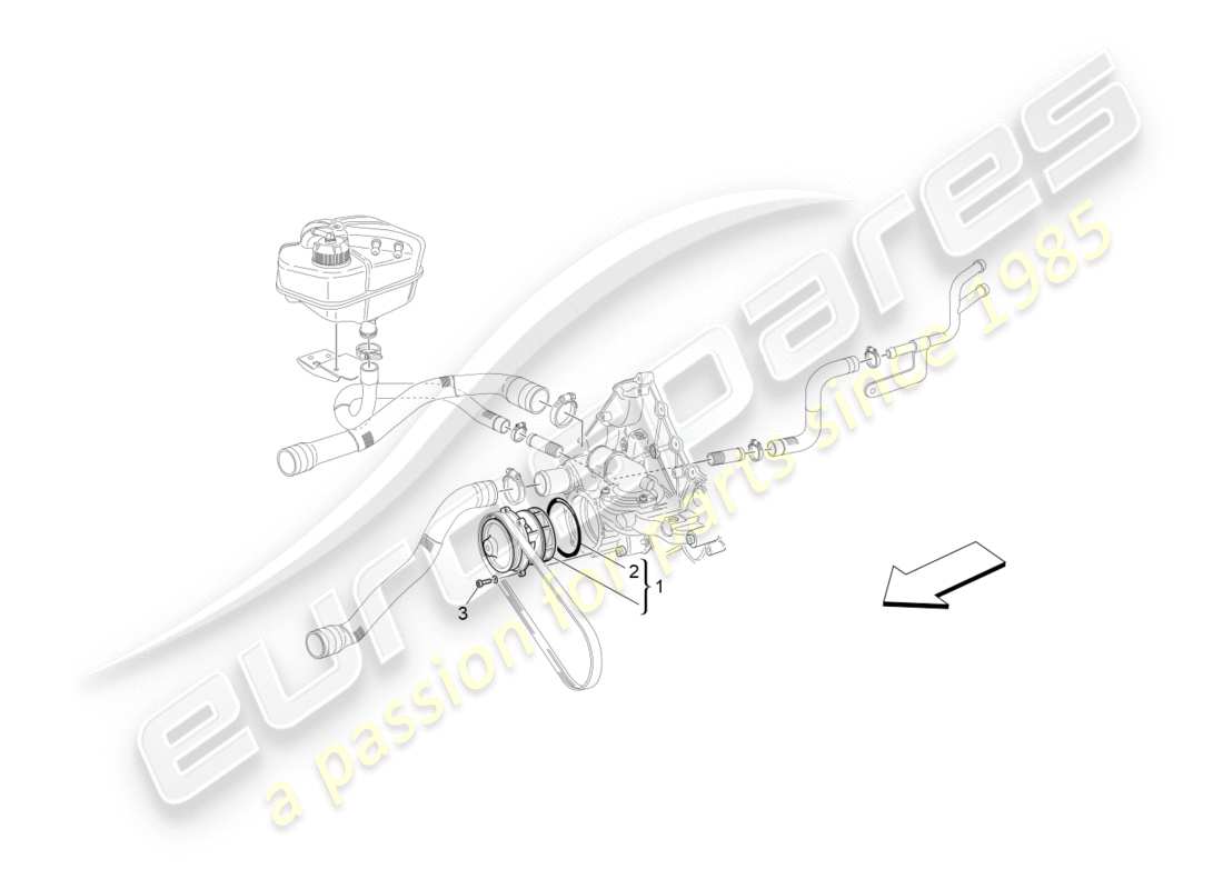 maserati granturismo (2014) cooling system: water pump parts diagram