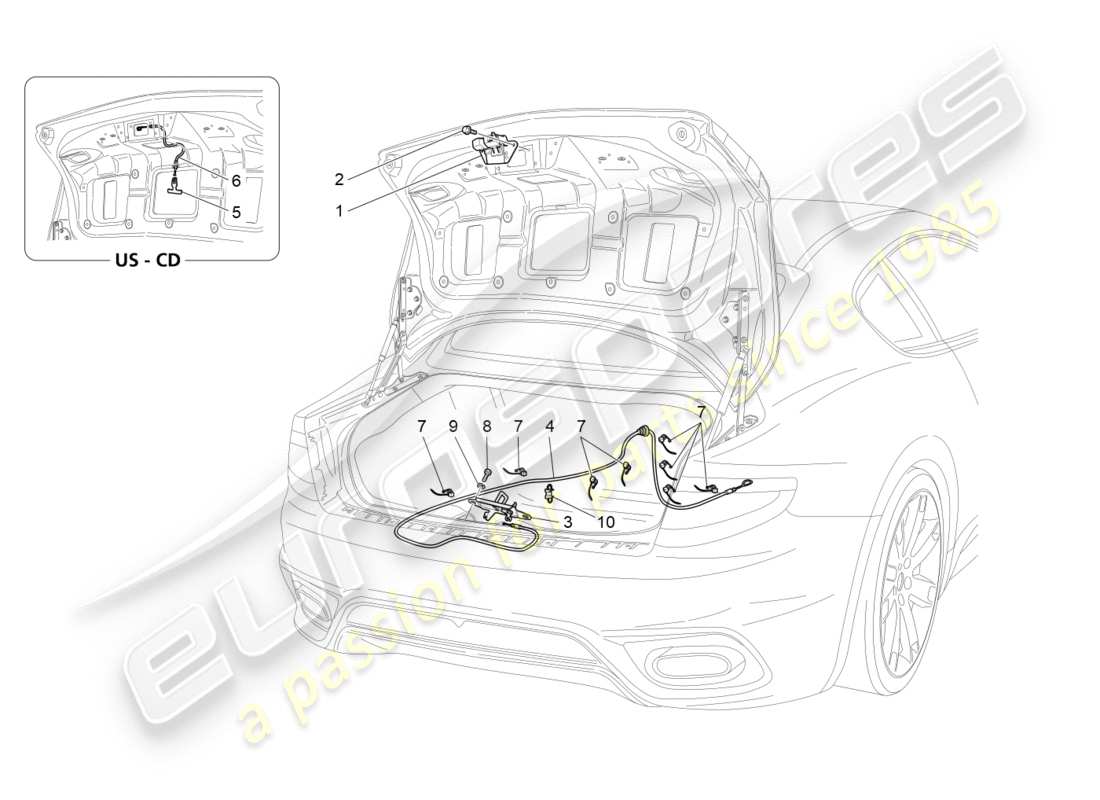 maserati granturismo s (2018) rear lid opening control part diagram