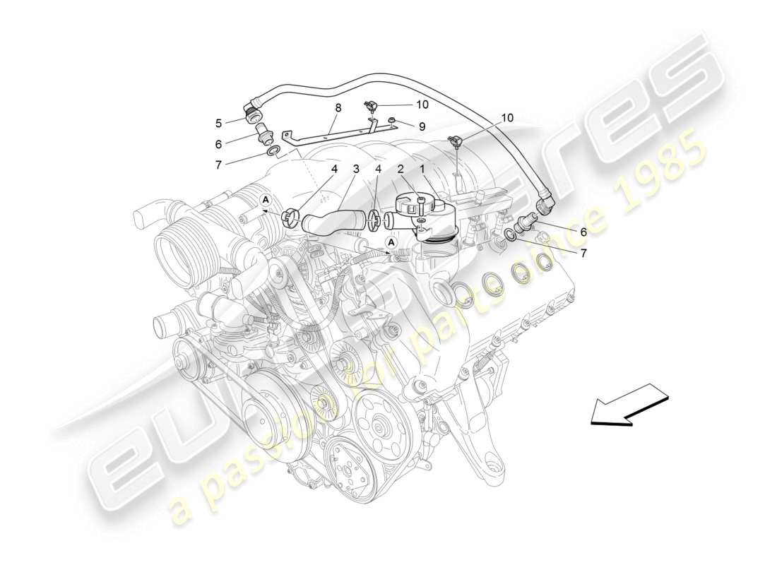 maserati granturismo (2008) oil vapour recirculation system part diagram