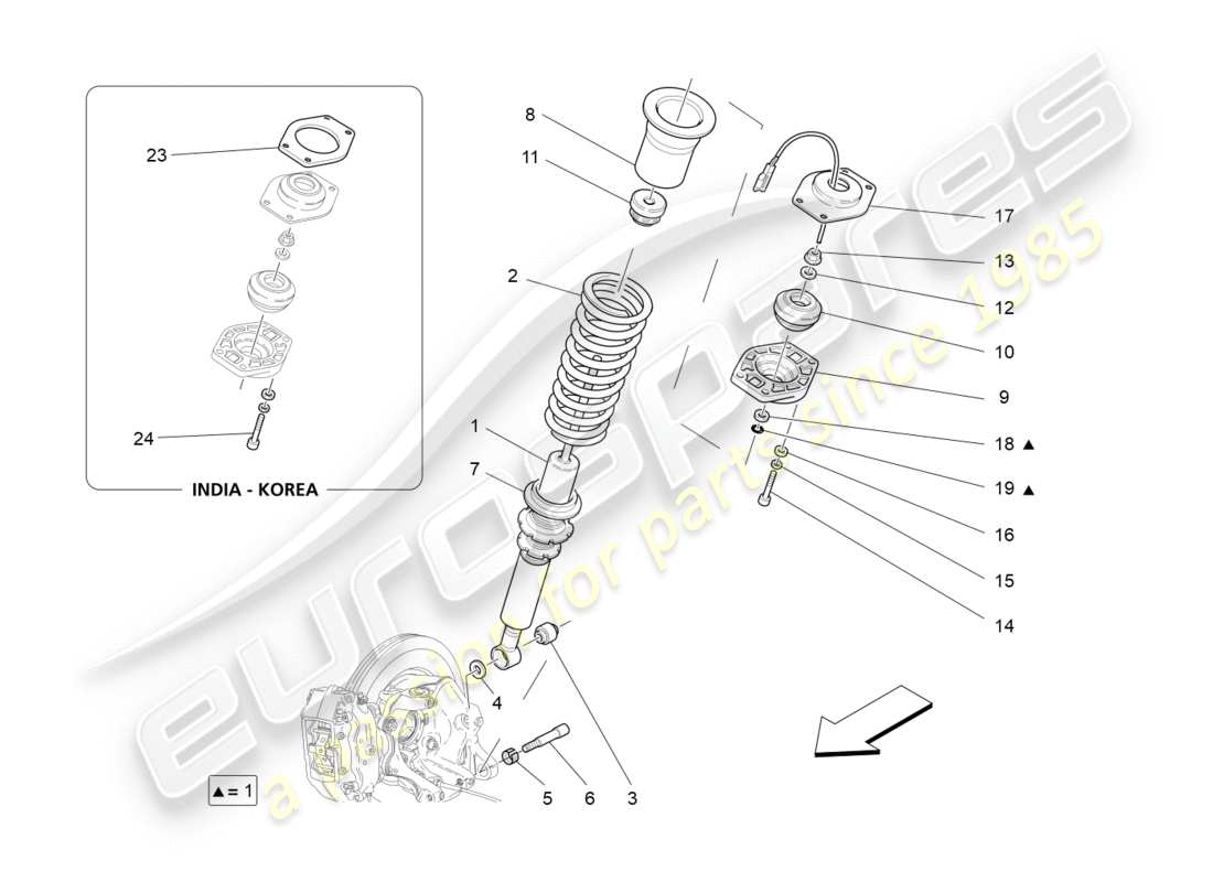 maserati granturismo s (2016) rear shock absorber devices part diagram