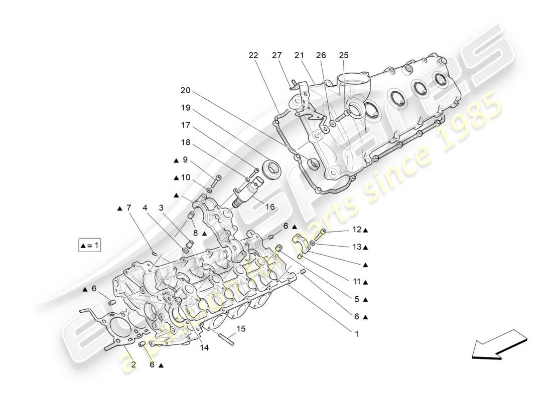 maserati granturismo s (2018) lh cylinder head part diagram