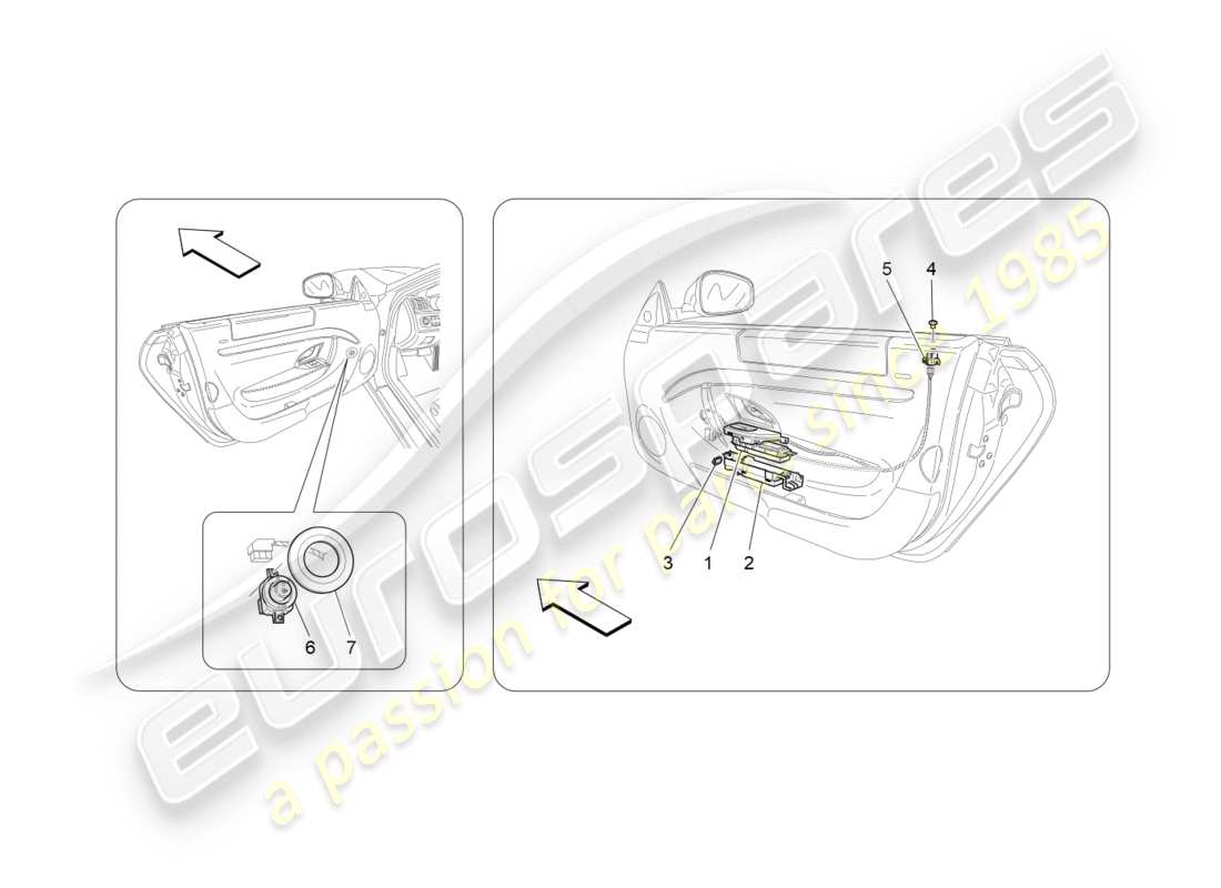 maserati granturismo s (2016) door devices part diagram