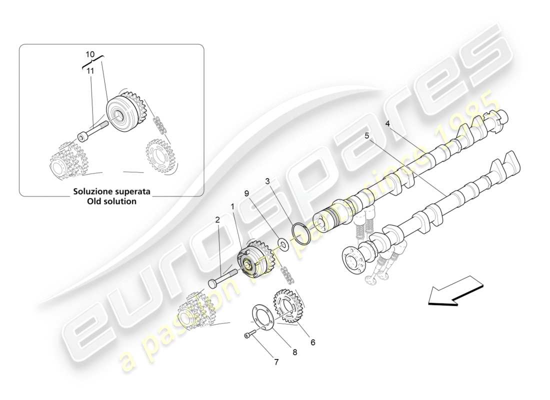 maserati granturismo (2010) lh cylinder head camshafts part diagram