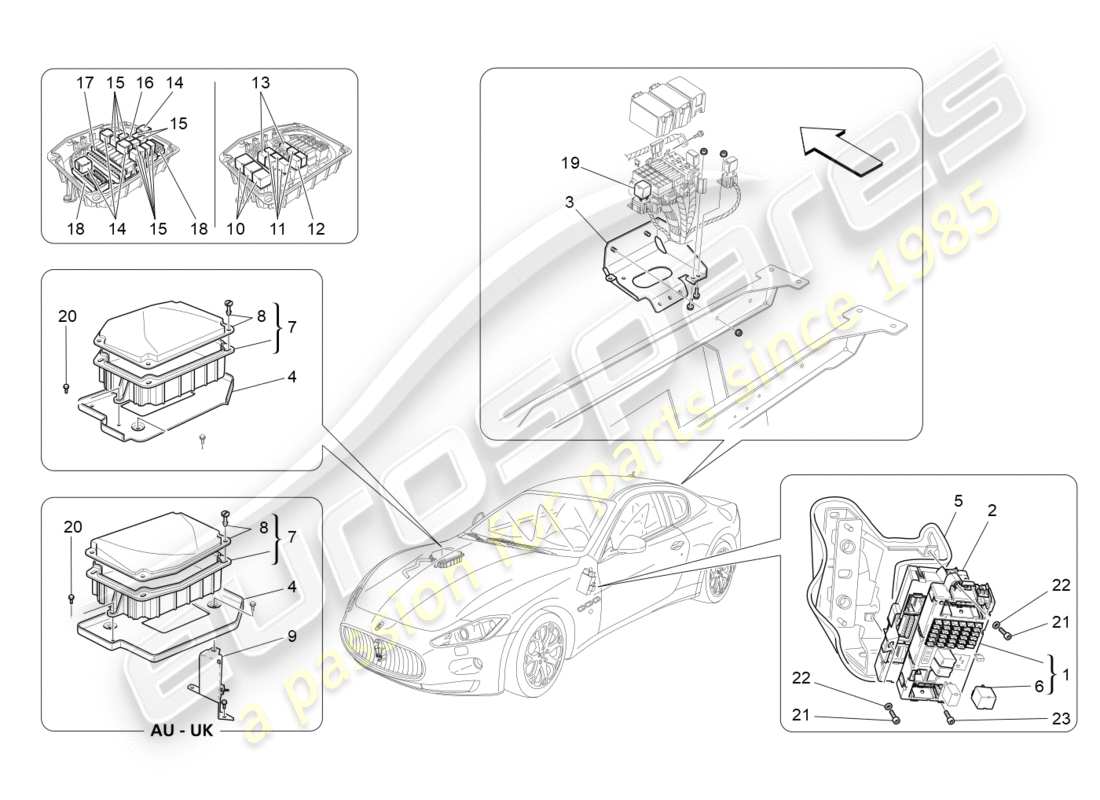 maserati granturismo s (2017) relays, fuses and boxes part diagram